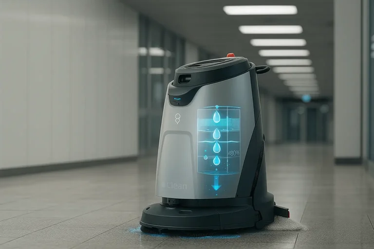 uClean Scrub O Pro med 3-i-1 Smart-Scrub funksjon som skrubber, feier og mopper gulv