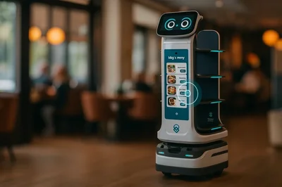 Servitørroboten uLog Serve med interaktiv skjerm