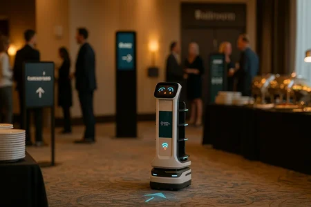 Restaurantrobot i bruk i hotellfrokostsal