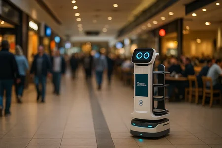 Serveringsrobot i food court på kjøpesenter