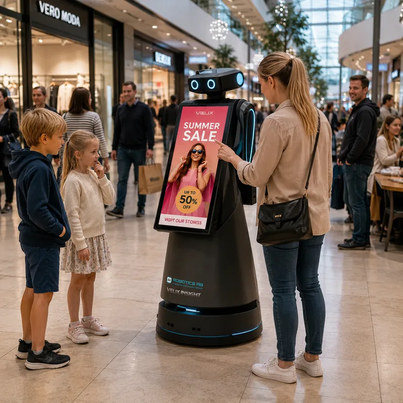 Velix Insight guider og informerer kunder i et kjøpesenter