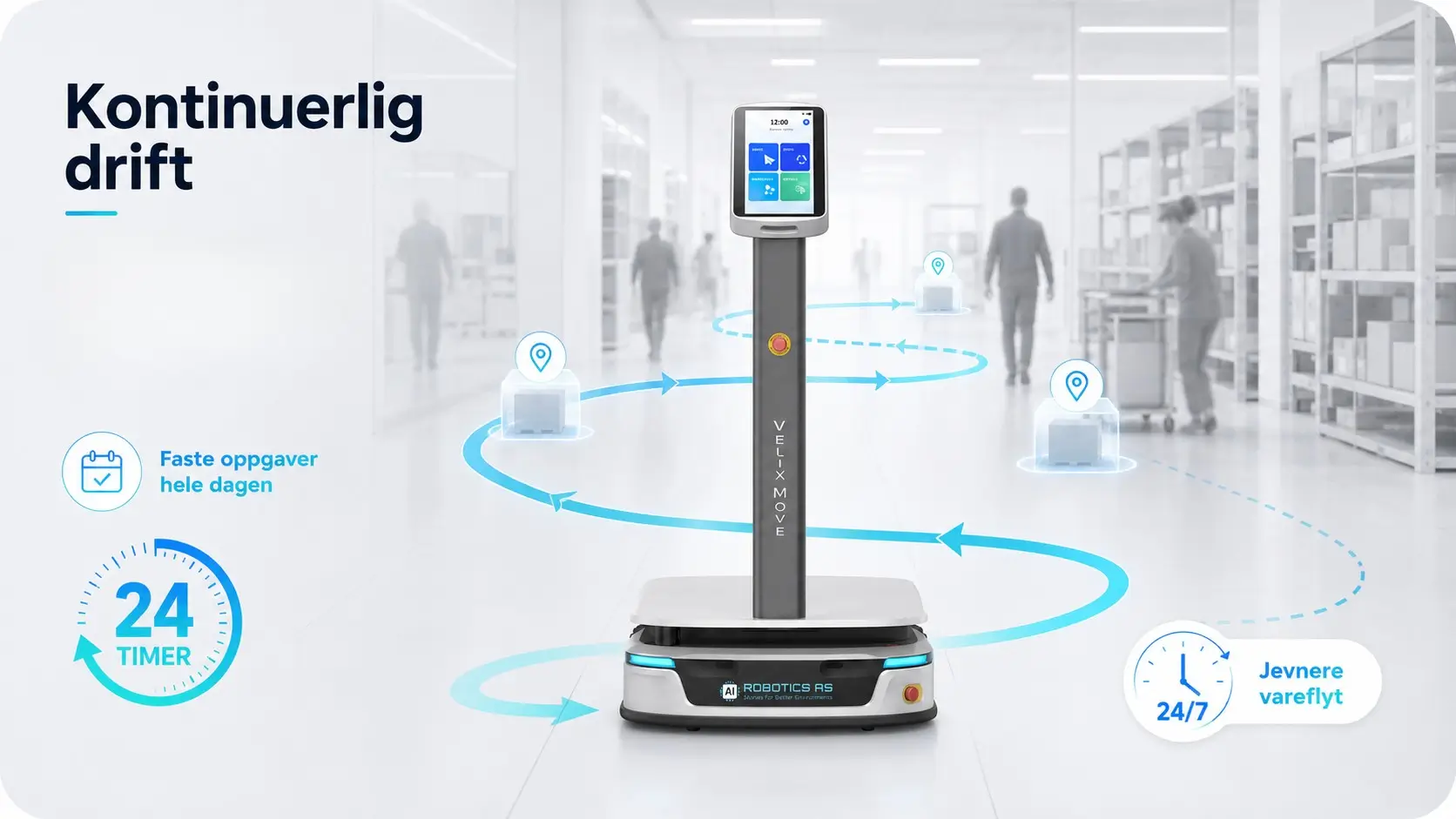Velix Move frakterobot for kontinuerlig drift og intern vareflyt