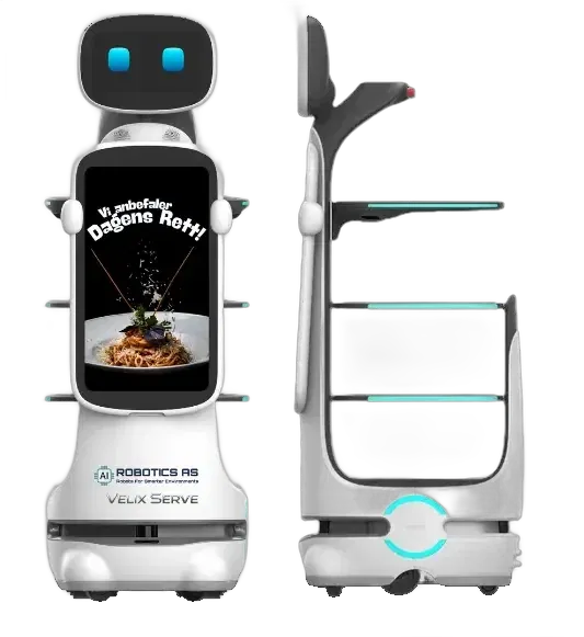 Velix Serve tekniske spesifikasjoner og dimensjoner - detaljert oversikt over robotens mål og kapasitet